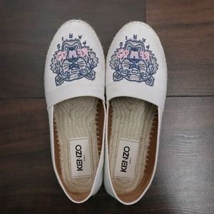 Kenzo White Canvas Classic Tiger Espadrilles